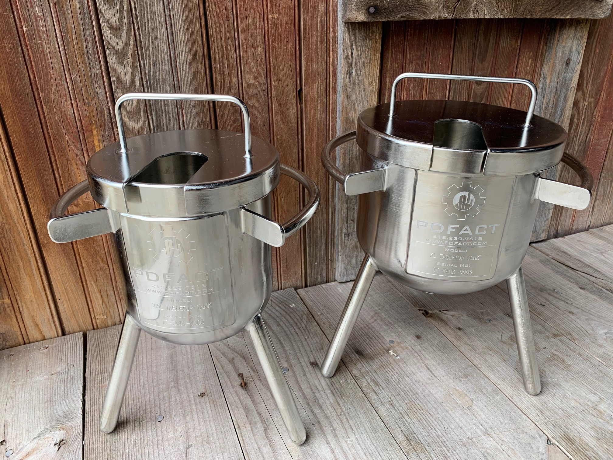 Custom stainless steel tabletop tanks.